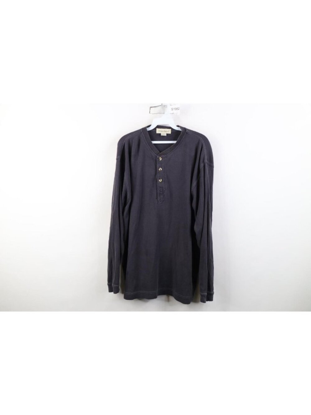Vtg 90s Streetwear Mens L Distressed Baggy Thermal Ribbed Knit Henley T-Shirt